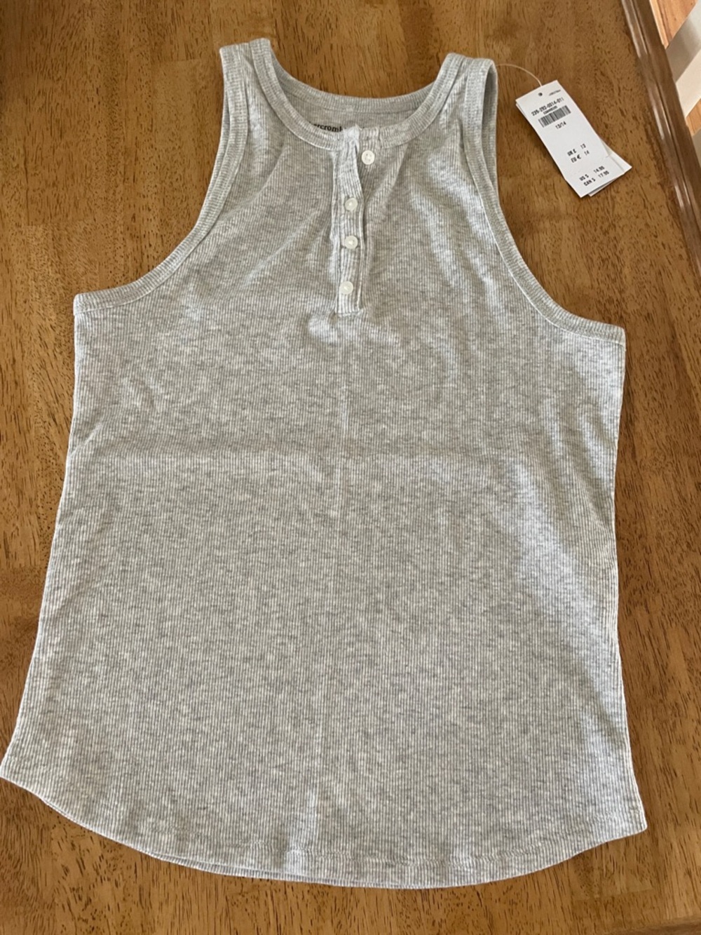 Abercrombie Kids Girls Grey Ribbed Henley Tank Top